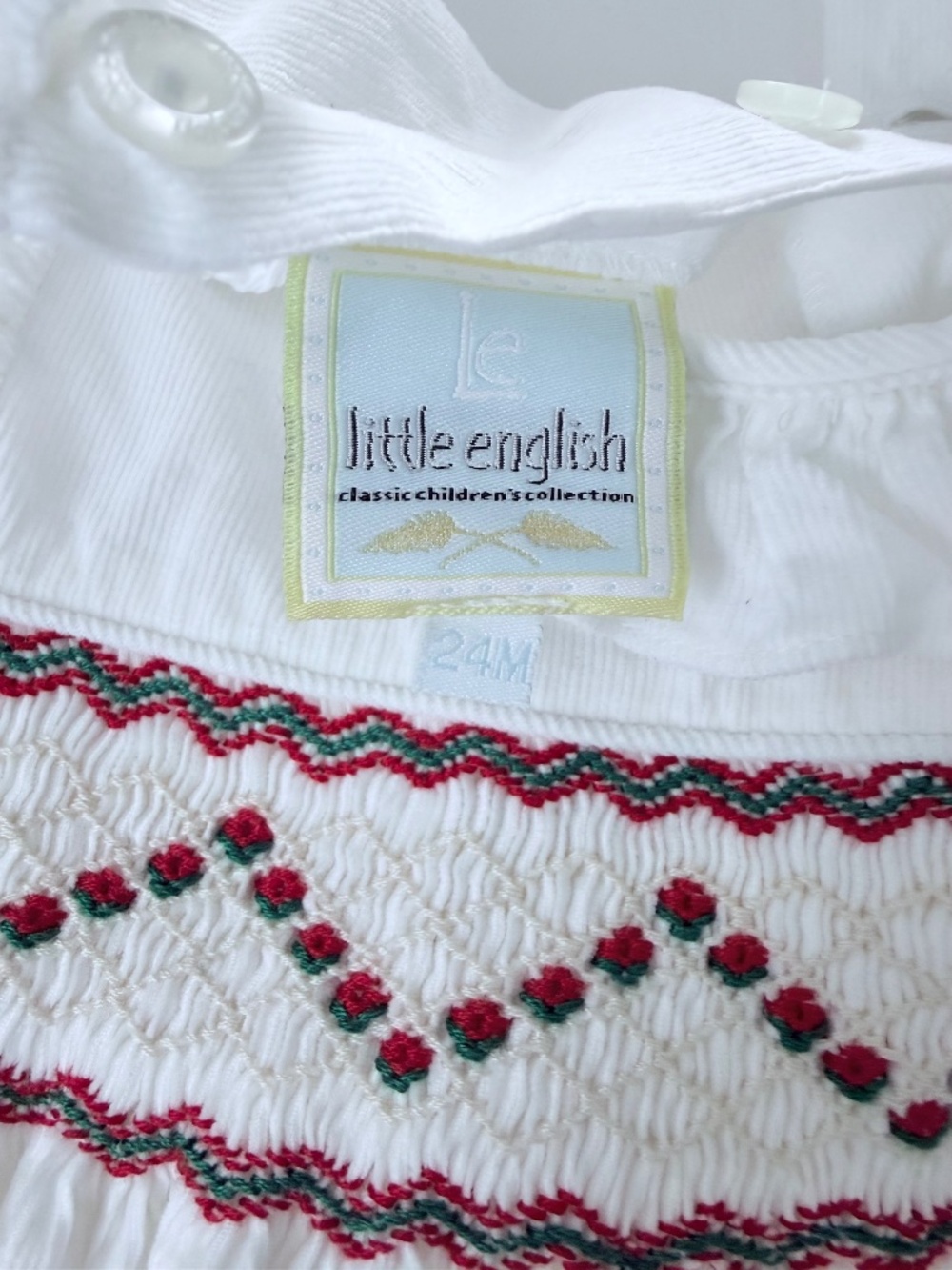 Little English White Smocked Holiday Dress Size 24 mos. - Picture 4 of 6